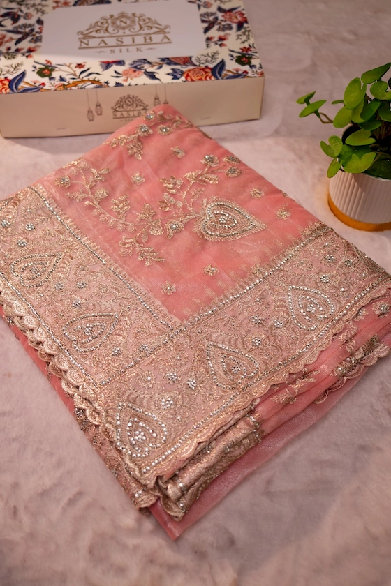 peach Soft Seemari Muslin Saree