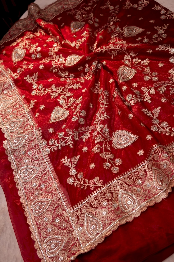 Red Soft Seemari Muslin Saree