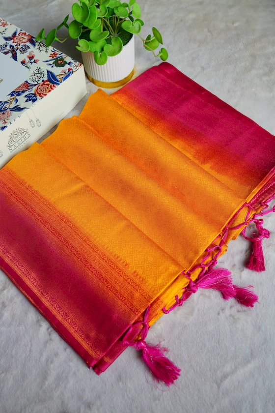 Basanti Pink Contrast Kanjivaram Soft Silk Saree