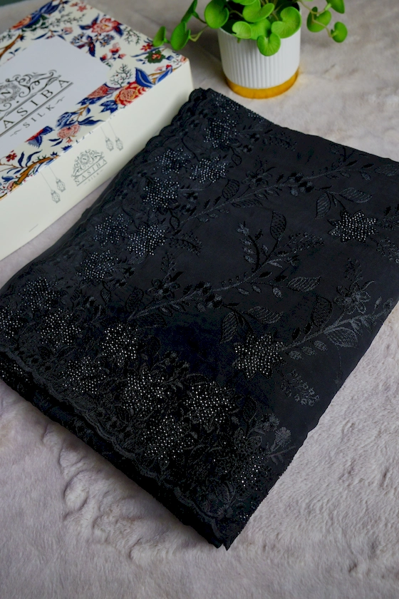 Black Gorgeous Fixed Swarovski Stone Work Party Wear Saree