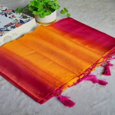 Basanti Pink Contrast Kanjivaram Soft Silk Saree