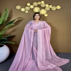 Light pink Soft Chiffon Georgette Saree