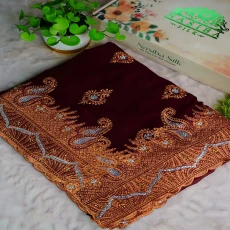Maroon soft Chiffon Georgatte saree Buta Work