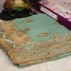 Light pista soft Chiffon Georgatte saree