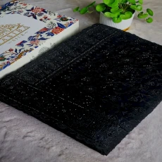 Black Chiffon Georgette Saree with Matching Black Thread Embroidery