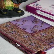 Lavender Kani Party Silk Katan Saree