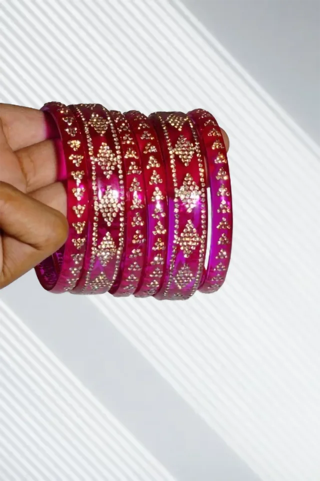 magenta High perfomance Stone glass Bangle