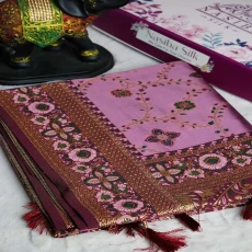 Pink Kani Silk Meenadar Party Katan Saree