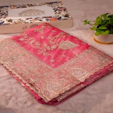 Hot pink Soft Seemari Muslin Saree
